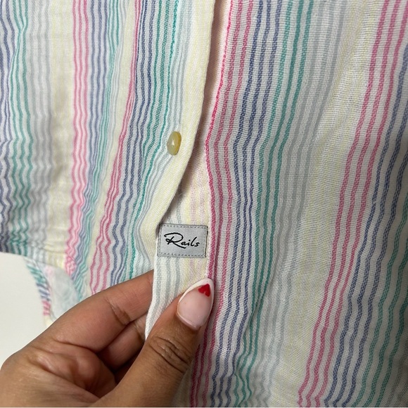 Rails Ellis Iris Rainbow Colored Long Sleeve Button Down Blouse XS - Picture 7 of 7